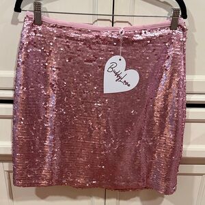 Buddy Love Sparkling Pink Mini Skirt